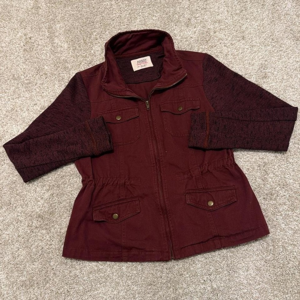 Y2K‎ Vintage Ashley Utility Jacket in Burgundy | Military Core Fall Layer